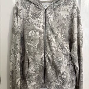 Hollister Women's Gray Camo-Print Zip Hoodie